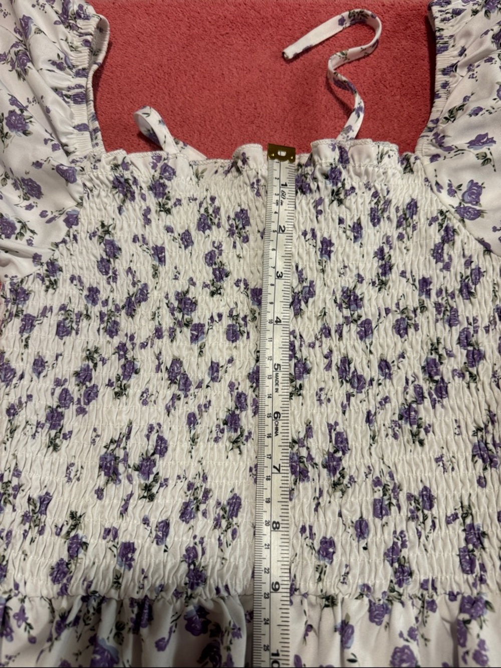 Girls White & Lavender Floral Smocked Maxi Dress - Picture 5 of 8